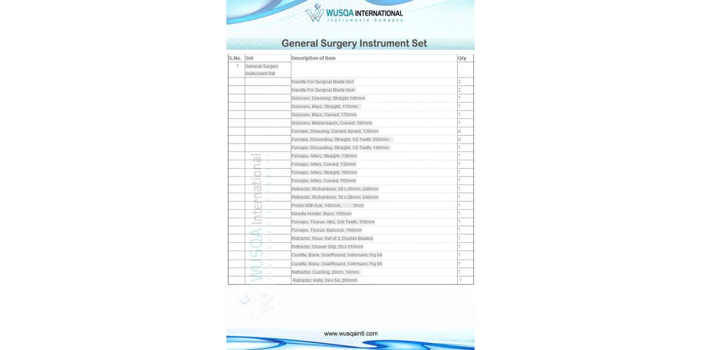 General Surgery Instrument Set